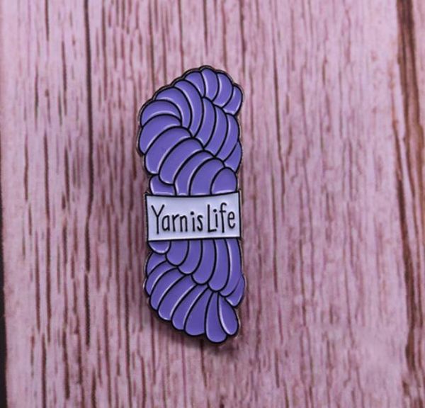 

knitting yarn art enamel pins gift for knitter seamstress embroiderer, Blue