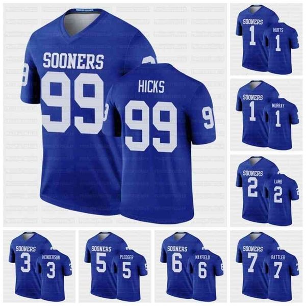 UF CEOC202 Blue Legend Football Jersey 1 Jalen Hurts Kyler Murray 2 Ceedee Lamb Henderson PROMENTO MAYFIELD RATTLER WEASE