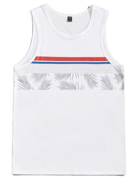 

men tropical print tank s34v#, White;black