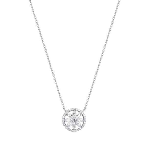 

women's sterling silver necklace flower circle diamond styling simple accessories gift must-have