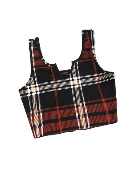 

plaid notched neck tank n8eu#, White