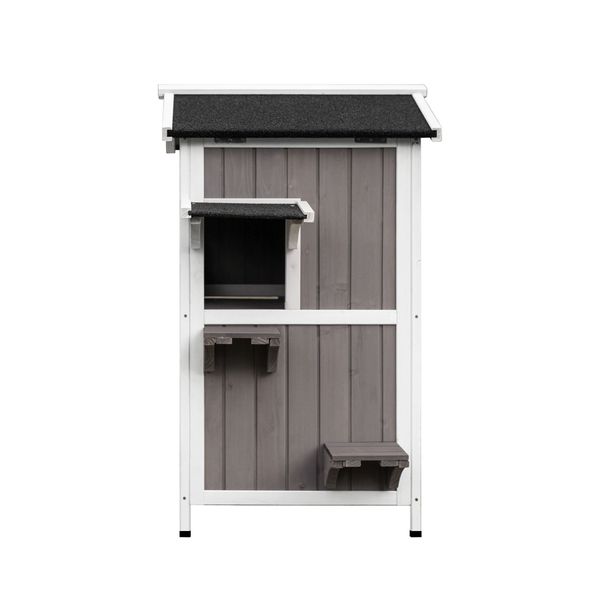 

pet supplies wooden 2 storey cat house asphalt roof solid fir wood outdoor pet condo 2-tier kitty shelter home enclosure