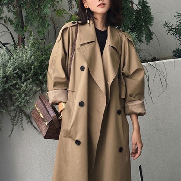 

ziai sale spring autumn womens trench coat lapel female windbreaker long sleeve lady trend casual jacket zs72 220725, Tan;black