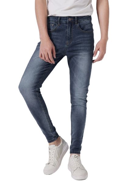 

men bleach wash tapered jeans s3fu#, Blue