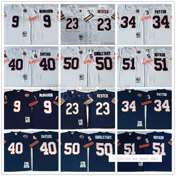 

vintage football jerseys mitchell and ness 34 walter payton 40 gale sayers 50 singletary 51 butkus 54 brian urlacher 72 perry hampton stitch, Black;red