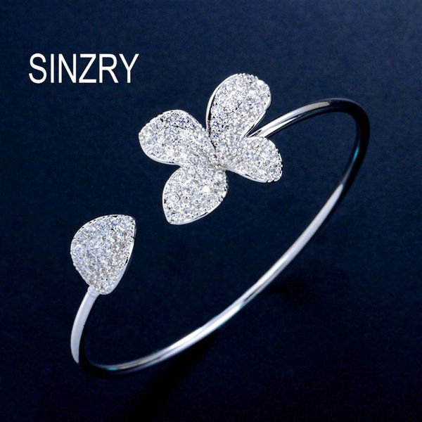 

sinzry cubic zircon cuff bangles elegant cz bright flower bangle for women costume jewelry accessory278w, Black