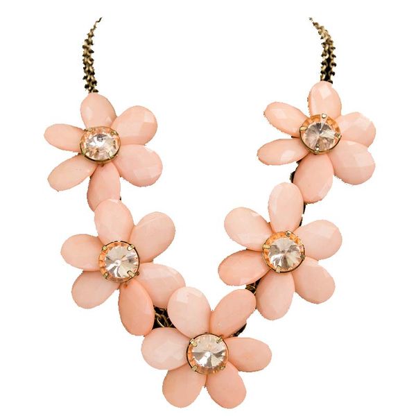 

european and american fashion metal sweet flowers short necklace, Silver