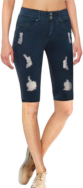 

butt lift v2 super comfy stretch denim bermuda 647y#, White;black