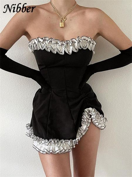 

sweet lace strapless dress women summer party vacation beach club night birthday mini tight design ladie, Black;gray
