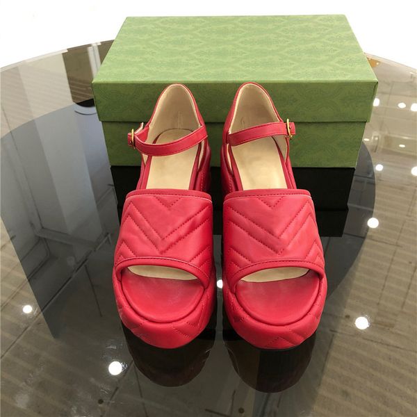 

thick soled high-heeled sandals jacquard fabric double letters with hardware decoration women shoes high platform sandals, Black