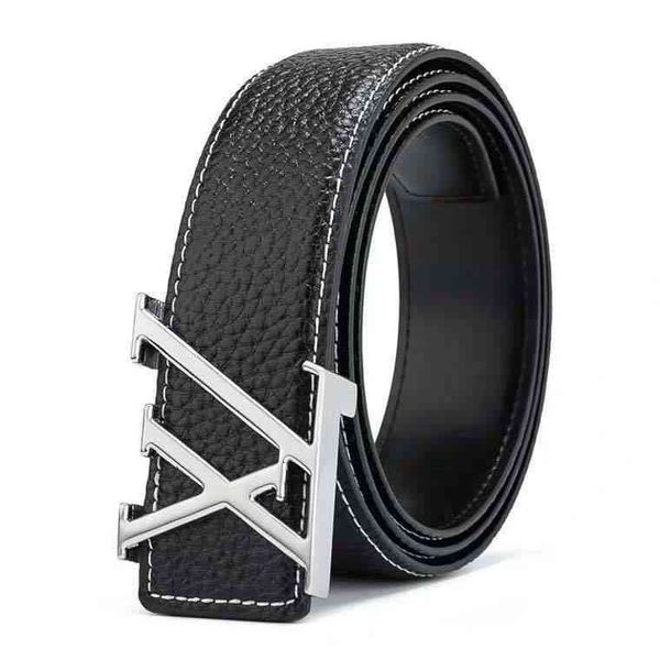 Fashion Leather New Lychee Xl Smooth Buckle Letter Casual Cinture perforate Marchio di lusso