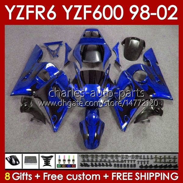 Bodys Kit für Yamaha YZF R6 R 6 YZF600 600CC 98-02 Bodywork 145no.41 Blue Stock BLK YZF 600 CC YZF-600 YZFR6 98 99 00 01 02 Rahmen YZF-R6 1998 1999 2000 2001 2002 Full Fairing Favorit