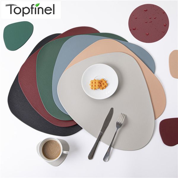 TopFinel Pu Placemat Tapetes de mesa de couro Óleo-à prova de óleo na cozinha lavável Coaster de copo de vinho verde W220406