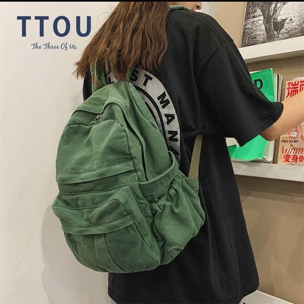 

korean version high capacity travel backpack lapcanvas women backpack female schoolbag for teenages girls mochila mujer 220514