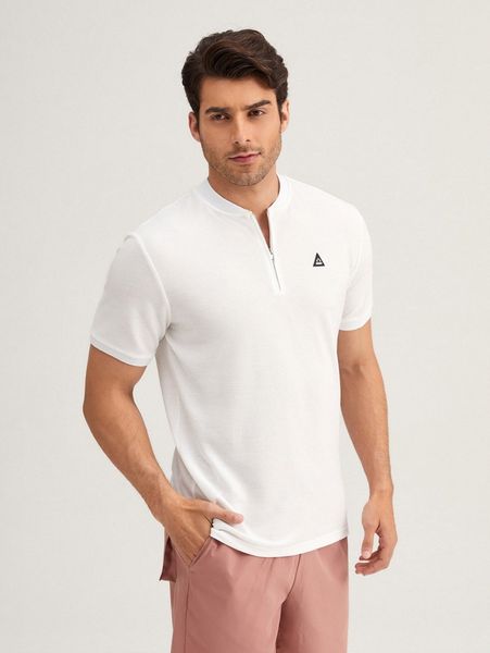 

men letter patched polo shirt o18g#, White;black