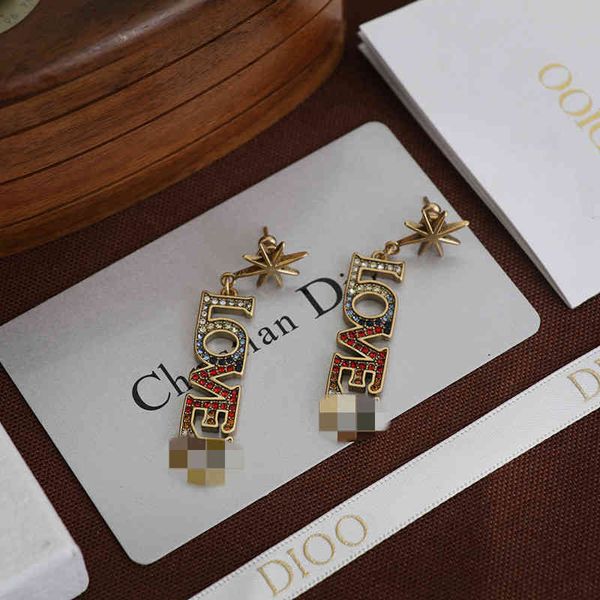 

2022 factory wholesale new female new dijia alphabet romantic star lou jiayue nie siqi same style rice character earrings, Golden