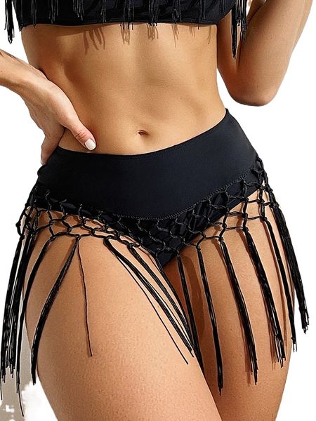

fringe bikini bottom w4pk#, White;black