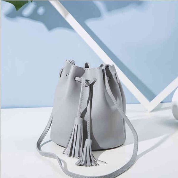 

tassel mini bucket messenger bag women's new pu fashion leisure versatile student one shoulder