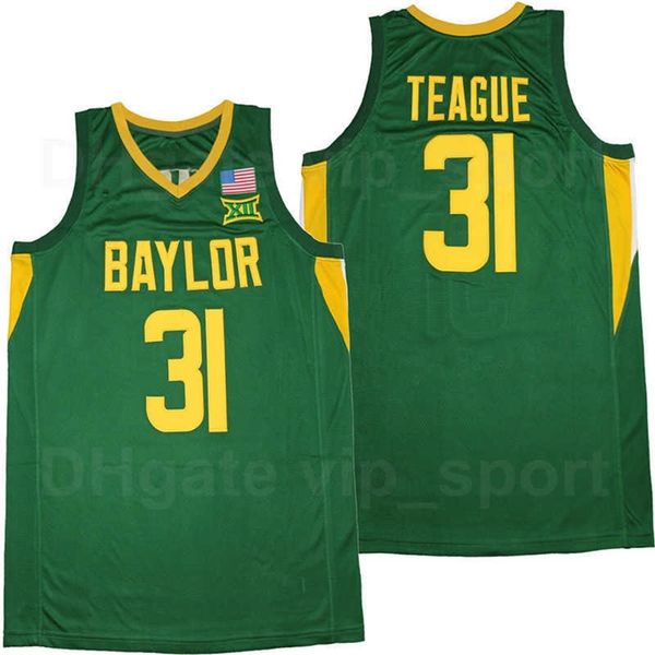 Nikivip NCAA University Basketball 31 Macio Teague Baylor College Jersey Men Pure Cotton Breathable Team fora da qualidade verde na venda