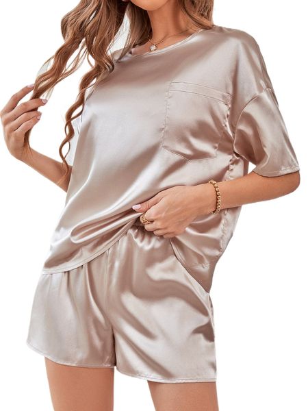 

satin drop shoulder with shorts 39h6#, White