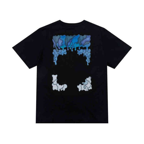 

summer brand offs t shirts men's ow religious oil painting direct spray arrow tshirts fashion hip short sleeve loose men women black, White;black