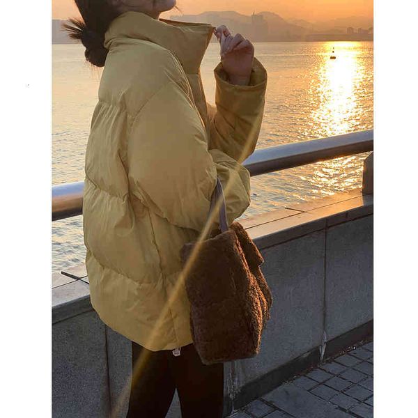 

women's fur & faux [northern territory]stand collar white down cotton jacket winter korean version warm loose coat women 9ysm, Black