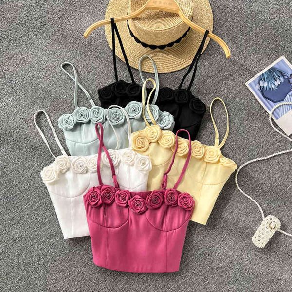 

women's tanks camis ins design three-dimensional flower square neck suspender vest for women to wear in summer ovvb, White