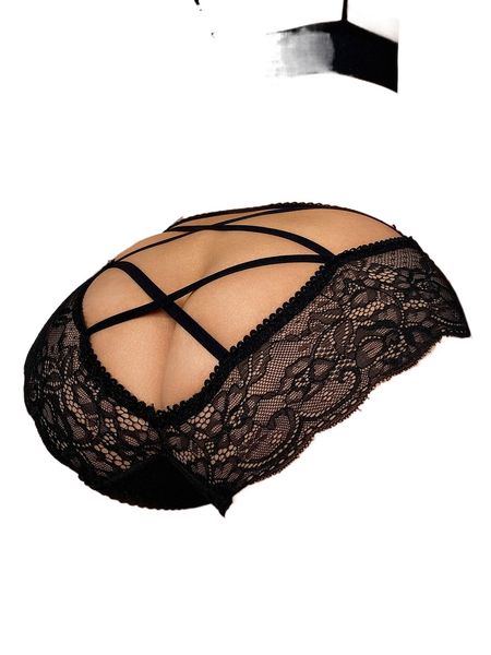 

contrast lace panty b2hk#, Black;red