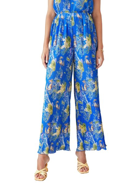 

coral print wide leg pants d1ks#, Black;white