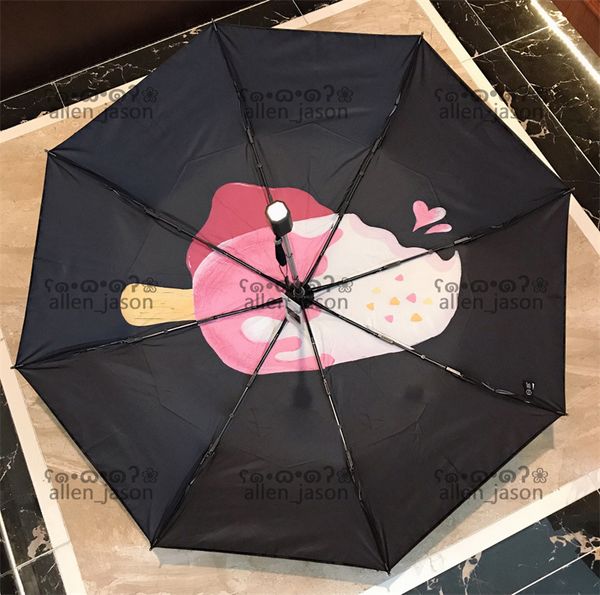 Ombrelli da sole gelato Hipster Ombrelli pieghevoli automatici di design di lusso Ombrelli da pioggia multifunzionali antivento da viaggio all'aperto di alta qualità