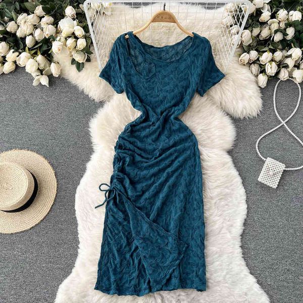 

casual dresses hollowed out drawstring pleats show thin light familiar style celebrity dress feminine temperament waist closing design sense, Black;gray