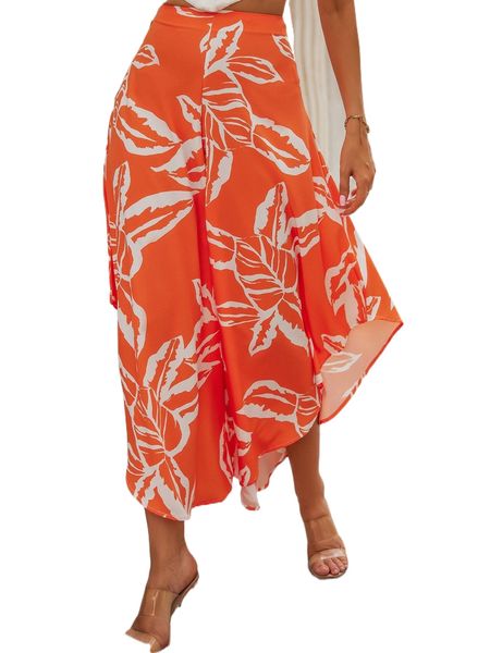 

plants high waist asymmetrical hem pants q7aj#, Black;white