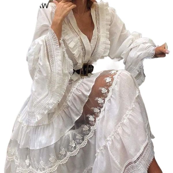 

casual dresses australia style long dress 2022 summer solid color v-neck lace sash waist modest boho temperament large swing 19ad#, Black;gray
