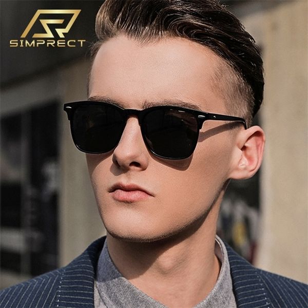 

simprect polarized sunglasses men retro mirror square sunglasses vintage anti drivers sun glasses for men 220521, White;black