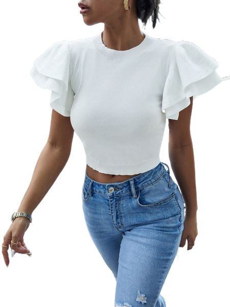 

butterfly sleeve cop knit c8ts#, White;black