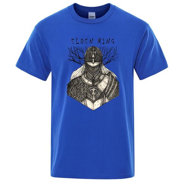 

men's t shirts knight's shield elden ring male tshirt anime summer cotton creativity oversize pattern breathable clothes men t-shi, White;black