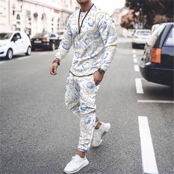 

summer oversized t shirt brand men s pants suit street sportswear 3d printing trend long sleeved set 220616, Gray
