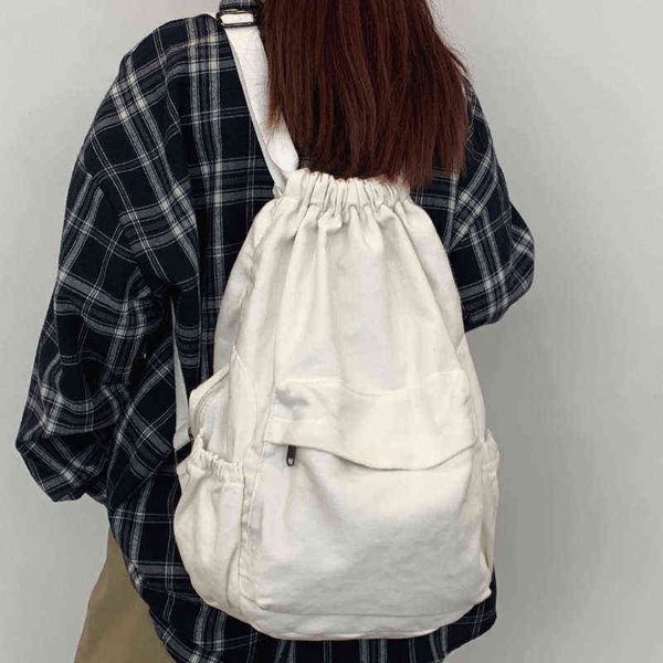 Feminino lona bonito cordão faculdade mochila moda feminina portátil saco de livro na moda senhoras mochila legal menina viagem sacos escolares