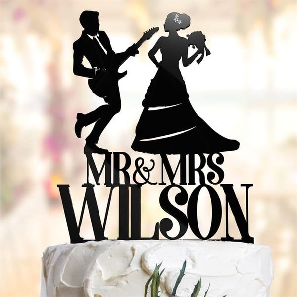 Personalizzato Music Couple wedding Personalizzato Ms Mrs s Groom and bride musical cake topper con nome D220618