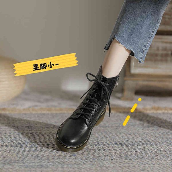 

boots women's boots autumn fashion leather soft martin women's bottom side zipper handsome motorcycle short b7hr, Black