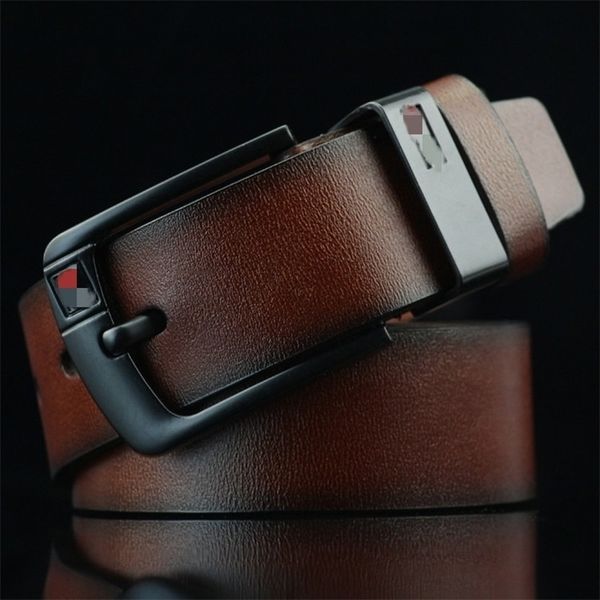 

men leather belt buckle luxury designer belts cowskin fashion strap male jeans for man cowboy 220509, Black;brown