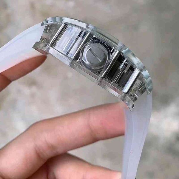 

watch designer richa milles hand leisure rm35-0 automatic 2 mechanical m business watch crystal case tape men's wrist, Slivery;golden