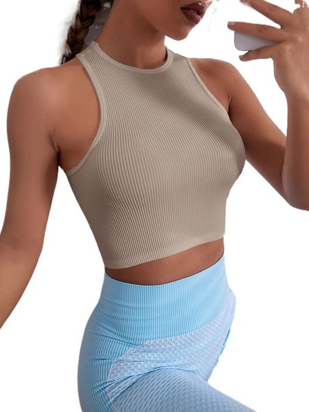 

seamless quick-drying high stretch sports tank l63l#, Gray