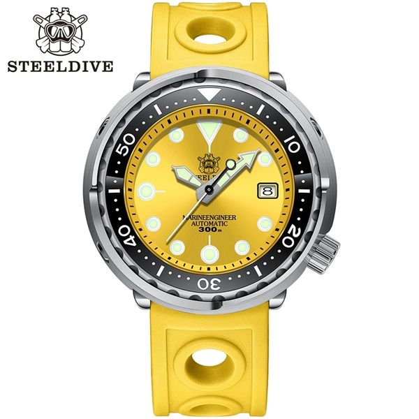 Steeldive SD1975 Chegada Blue Burro Borracha Aço Inoxidável de Aço Inoxidável 316L Big Size Homens Assista Automático Atum CAN Relógio 220407