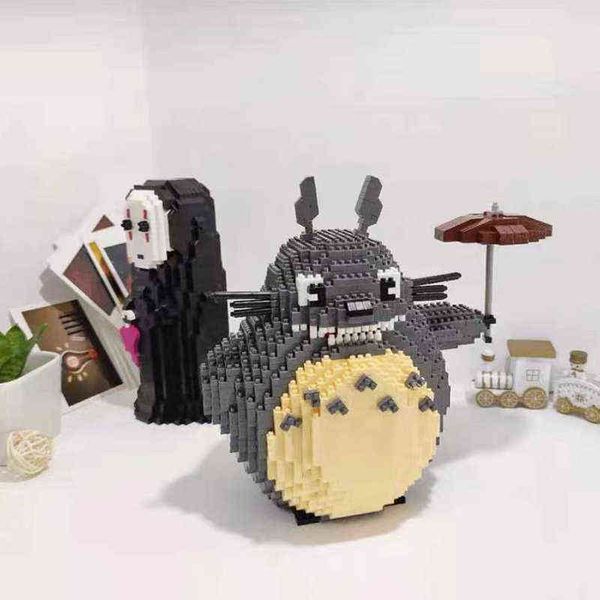 Аниме Totoro no Face Man Cat Cartoon Animal Pet Umbrella Model Diy Mini Diamond Block