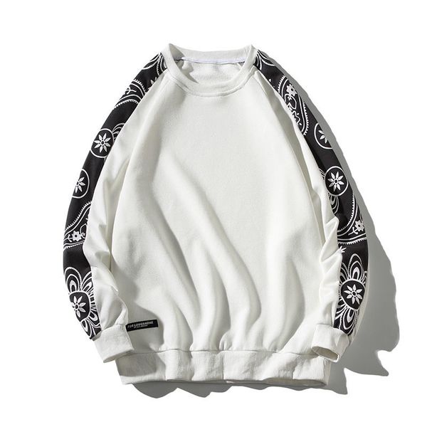 

hybskr cashew printed round neck men hoodies harajuku oversize autumn male casual sweatshirts streetwear pullovers l220816, Black