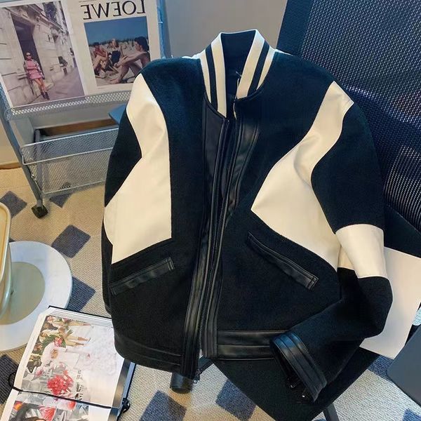 

mlv-3 2022 early spring suede color men's jackets couple style retro jacket men's ins hip hop baseball suit,with logo, Black;brown