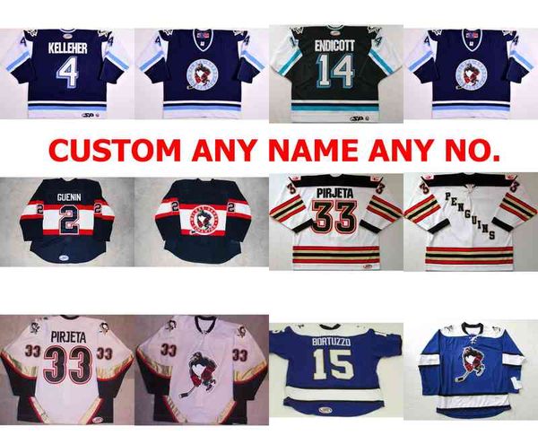 

2017 new ahl wilkes barre scranton mens 2 nate guenin 4 chris kelleher 100% embroidery custom ice hockey jerseys goalit cut hot, Black