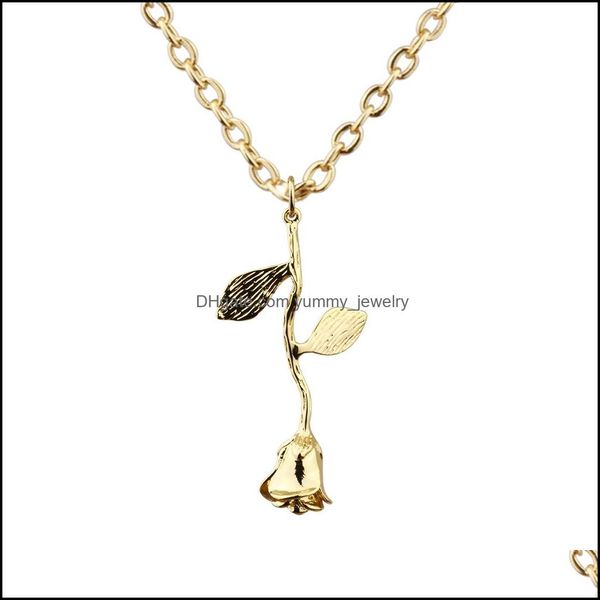 

pendant necklaces pendants jewelry rose flower 14k gold plated necklace fashion elegant gift for woman drop delivery 2021 nyrhj, Silver