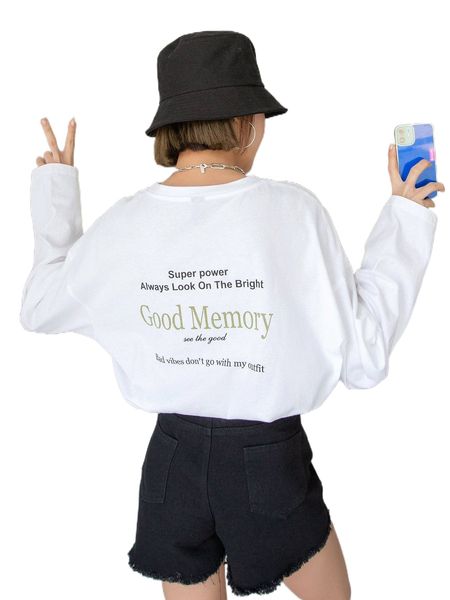 

dazy slogan graphic drop shoulder tee 23b6#, White